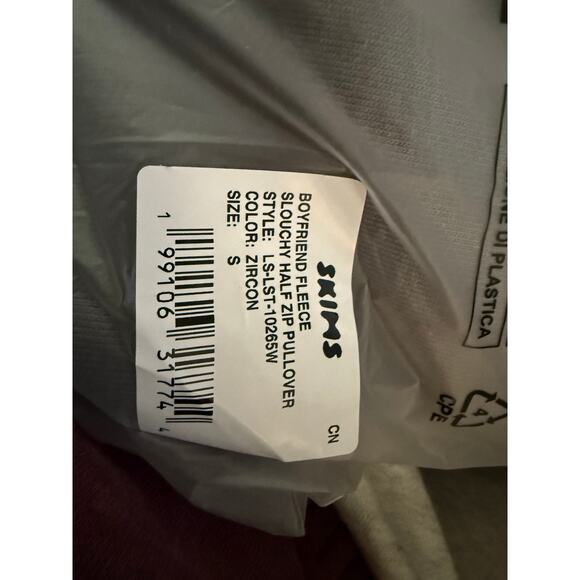 Skims Boyfriend Fleece Half Zip Pullover Size Small Zircon - Picture 4 of 4